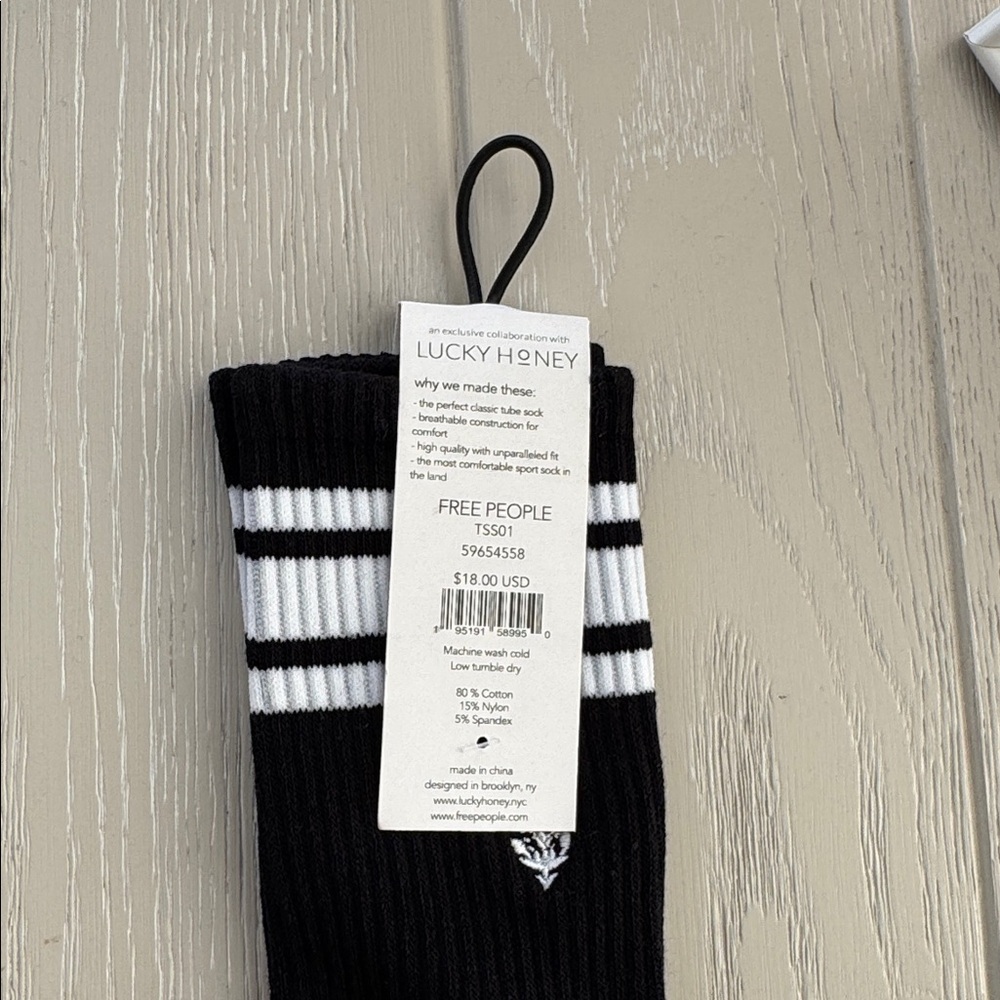 NWT FP Movement Logo Stripe Tube Socks | Black - Picture 4 of 4